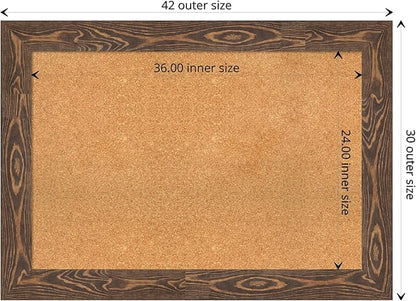 Amanti Art Natural Cork Board for Wall, 30x42 Vision Board with Brown Wood Frame, Large Corkboard Office Decor for Home Organization, Rustic Farmhouse Corkboard Pinboard to display items for home