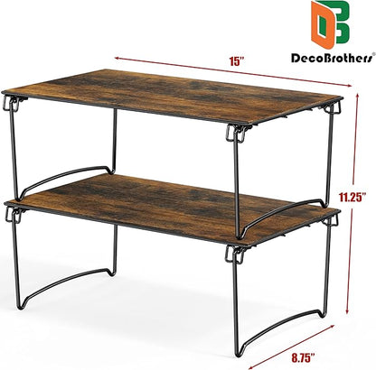 Deco Brothers Stackable Cabinet Shelf, 2 Pack, Rustic Brown