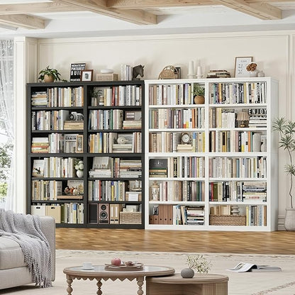 HOSTACK 63" W Open Book Shelf, 73" Tall Bookshelf with Storage, Modern White Bookshelf, Large Bookcase with 12 Display Shelves, 6 Tier Wooden Book Case for Living Room, Home Office, Library, White