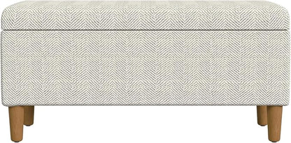 HomePop Malmo Decorative Storage Bench -Cream Chevron Woven