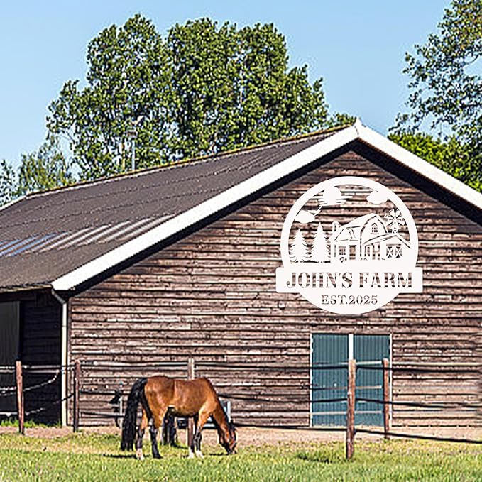 Custom Large Farm Sign Metal Ranch Sign Outdoor Personalized Farm and Ranch Signs Metal Barn Windmill Sign Barn Art Large Rustic Sign Wedding Gift Outdoor