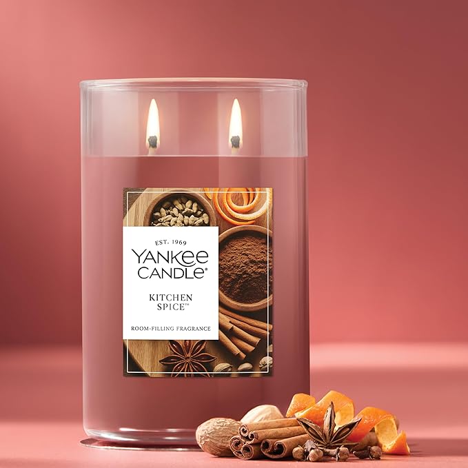 Yankee Candle Large Tumbler Scented Candle with up to 80 Hour Burn Time, Premium Plant Wax Blend for Consistent Burn, 20 oz Tumbler Candle with Room Filling Fragrance, Kitchen Spice