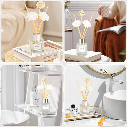 Reed Diffuser Set, 1.7 fl oz Scent Diffuser with Sticks, Lily Scent for Bathroom Accessories Shelf Decor, Air Fresheners for Home, Home Fragrance Products, House Office Room Decor Aesthetic & Gift