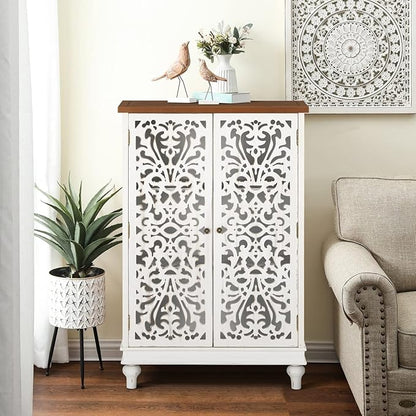 Sophia & William Tall Storage Cabinet 47.4", Decorative 2-Door Tall Accent Cabinet, for Living Room, Dining Room, White