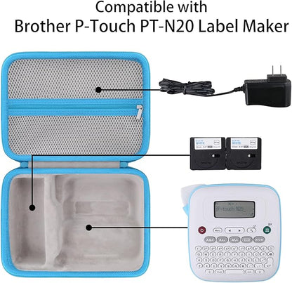 Label Printer Case Compatible with Brother P-Touch PT-N20/PT-N25BT/PT-N25BTV3 Personal Desktop Label Maker(Gray Case,Blue Zipper)