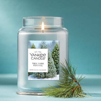 Yankee Candle Tree Farm Festival, Christmas Scented Candle, 22oz Large Jar with up to 150 Hour Burn Time, Giftable, Holidays