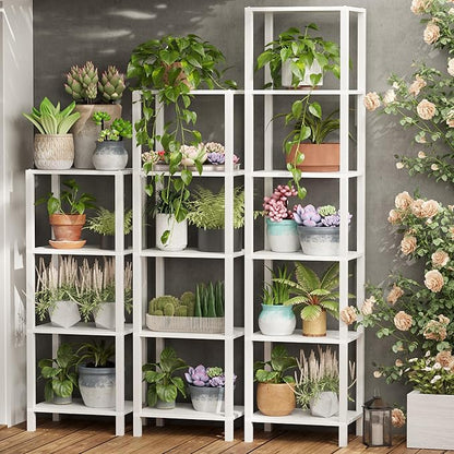 TUTOTAK Bookshelf, 6-Tier Tall Book Shelf, Narrow Bookcase for Small Space, DIY Stackable Bookshelf, for Living Room, Office, Study, Entryway, Industrial, White BS01BW006