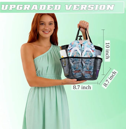 Attmu Mesh Shower Caddy Portable for College Dorm Room Camping Essentials, Shower Caddy Dorm with 9-Pockets, Large Capacity Hanging Basket Bathroom Bag for Toiletry, Swimming, Gym, Camp, Beach