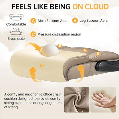 Office Chair, Executive Big and Tall Leather Desk Chairs with Footrest, Ergonomic Breathable Computer Chair with Adjustable High Back, Lumbar Support Swivel PC Chairs with Rocking Function