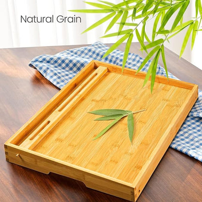 Bamboo Bed Tray Table, Large Breakfast Tray with Folding Legs, Multipurpose Serving Tray Use As Portable Laptop Snack Table, for Working, Eating, Reading by Pipishell