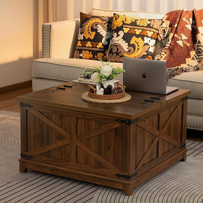 Farmhouse Coffee Table Set of 3, Furniture Set, Coffee Table with Hidden Storage Organizer and Nightsand 3-Piece Set, Large Country Natural Center Table Set for Living Room,Office, Home