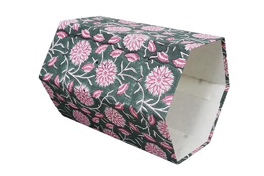 Generic 3.3 Gallon Cotton Hand Block Printed Paper Waste Basket |Small Decorative Trash Can for Housewarming Gifts in Living Room, Bedroom, Bathroom | Eco-Friendly, Plastic-Free (1, LIGHT PINK GREEN)