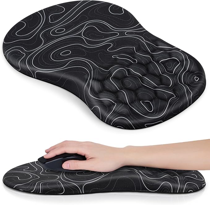 Mouse Pad with Wrist Rest Ergonomic Mouse Pad Computer Wrist Support with Massage Design & Non-Slip PU Base, Comfortable Mousepad for Office Desk Accessories