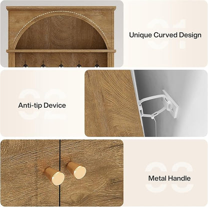Tribesigns Hall Tree with Bench and Shoe Storage, 4-in-1 Design Entryway Bench with Coat Rack, 70.86" Tall Mudroom Rack with 5 Double Hooks and Adjustable Shelf for Hallway (Brown)