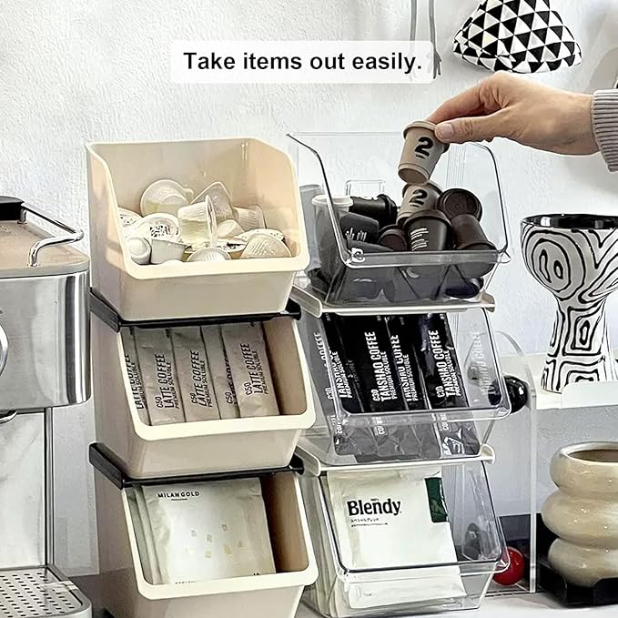 K Cup Holder Tea Bag Organizer, Coffee Pod Holders for Keurig Nespresso Vertuo Pods Kcup Sugar Packet Creamer Holder Tea Rack Coffee Bar Accessories (Stacking B)