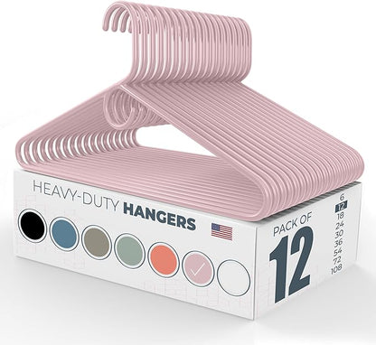 Neaties Heavy Duty Clothes Hangers 12 Pack – Made in The USA – 8lb Capacity Plastic Hangers for Adult Clothing – Durable for Pants, Coats, Jackets, or Jeans – Pink