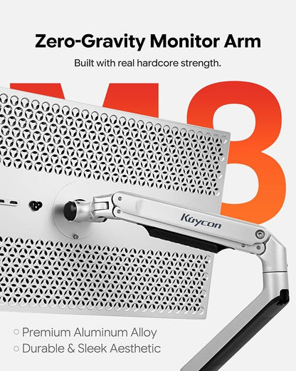 Monitor Arm, Zero‑Gravity Height Adjustable Monitor Mount, 285mm Lift Range,360° Rotatable Aluminum Monitor Stand for 3‑11kg Screens,Ergonomic Desk Mount for Gaming,Office & Content Creation