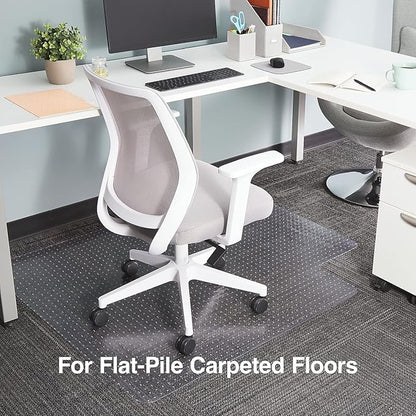 Staples Office Chair Mat, Clear Floor Mats with Lip, Flat-Pile Carpets, Extended Under-Desk Coverage, 53 x 45 Inch, Smooth Glide