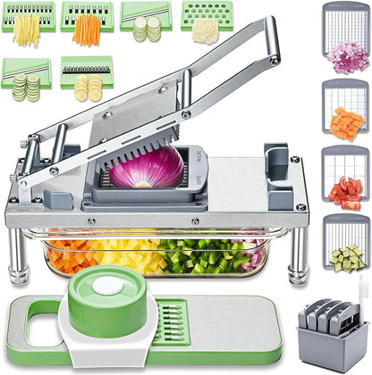 Vegetable Chopper, Veggie Chopper With 10 Blades, Onion Cutter with Container, Pro All-in-1 Food Dicer (10 Blades)
