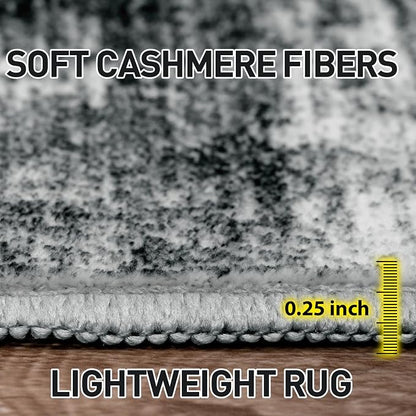 9x12 Area Rugs Washable Rug: Modern Abstract Living Room Rug Soft Anti-Skid Thin Carpet Indoor Floor Non-Shedding Carpets for Bedroom Dining Room Farmhouse Nursery Home Office Black