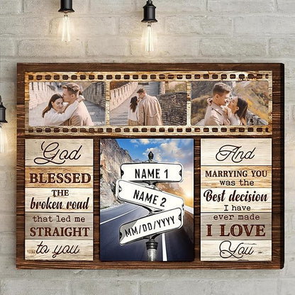 Love Signal Personalized Couple Canvas Wall Art, Custom Photo Print Canvas/Poster/Frame, Anniversary, Valentine, Wedding, Birthday Gifts for Him Her Boyfriend Girlfriend, Husband Wife Bedroom Decor