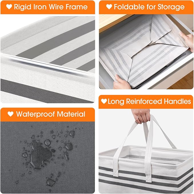 4 Pack Large Laundry Baskets, Laundry Hampers, Freestanding Waterproof Collapsible Clothes Bag with Extended & Reinforced Handles - Clothes Basket for Dorm, Bathroom, Home (100L)