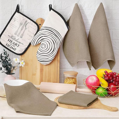 Homaxy 100% Cotton Waffle Weave Kitchen Dish Cloths, Ultra Soft Absorbent Quick Drying Dish Towels, 12 x 12 Inches, 24-Pack, Tan