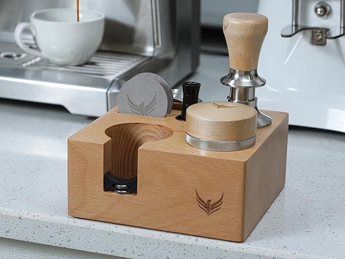 Tamping Station 54mm for Breville Espresso Machine Accessories – Portafilter Holder with Tamper, Distributor, Dosing Funnel, WDT Tool & Puck Screen Slots