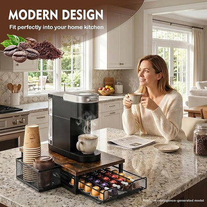 Coffee Pod Holder for Countertop Coffee Bar Organizer 45 Capacity Capsule Pods Storage Coffee Pod Drawer for Coffee Pods Holder Organizer with Sliding Basket for Home Kitchen Office Coffee Bar Station
