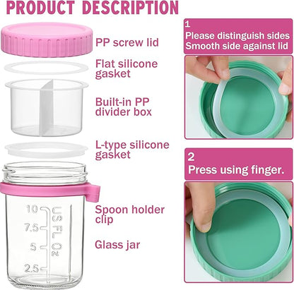 Danmu 16oz Overnight Oats Containers with Lids,Parfait Cups with lids Removable Dressing Cup & Spoon,Leak-Proof Parfait & Salad Jars for Breakfast,Office,Gym 6 Pack