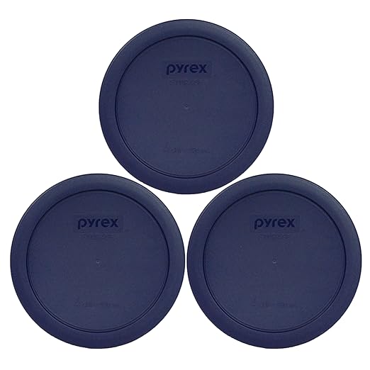 Pyrex 7201-PC 4-Cup Navy Blue Food Storage Replacement Lid (3-Pack) - Made in USA