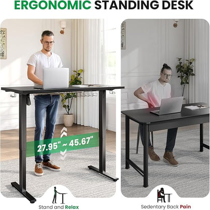 SIAGO Electric Standing Desk Adjustable - 48 x 24 Inch Sit Stand up Desk with 0.8 Inch Thick Tabletop - Adjustable Height Table with 3 Memory Preset, Cable Management for Home Office