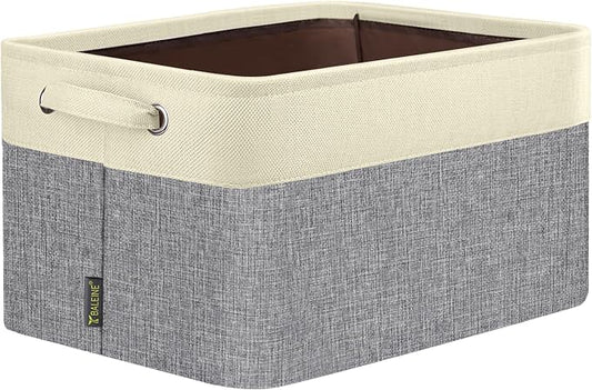 BALEINE 1 Pack Fabric Closet Storage Bins for Shelves, Linen Closet Organizers and Storage, Decorative Baskets for Organizing, Shelf, Clothes, Home, Office (Grey, 14''x10''x8.5'')