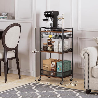 Plaviya K Cup Holder Coffee Cart, 5 Tier Coffee Station Organizer with Wheels, Coffee Pod Holder Coffee Bar Organizer Accessories, Multi-Functional Cart for Living Room, Kitchen, Breakfast Nook