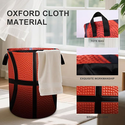 Basketball texture Laundry Basket Laundry Hamper With Handles Collapsible Laundry Baskets Storage Basket For Room Bathroom Bedroom Decor