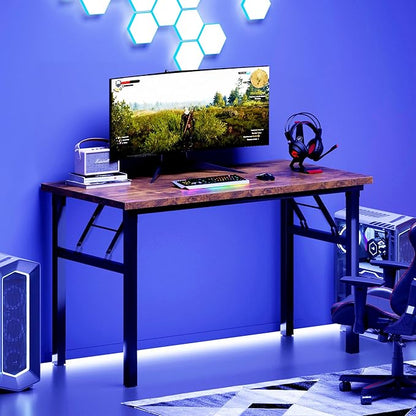 DlandHome Folding Table Computer Desk Workstation Table Conference Table Home Office Desk, Fully Assembled (47 Inches, Retro)