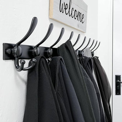 Dseap Coat Rack Wall Mount 2.0 Pro: Heavy Duty 300% Thicker, 16" Stud Mount, Stainless Steel Wall Coat Hooks Hanger for Clothes Jackets Hats Entryway Closet, MaxStrong, Antique Bronze, Pack of 2