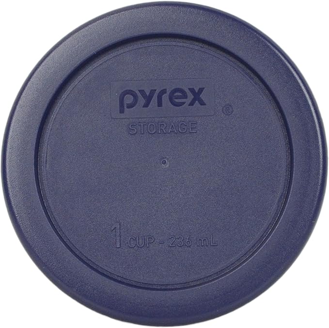 Pyrex (2) 7202-PC 1-Cup Dark Blue, (3) 7200-PC 2-Cup Cadet Blue, (2) 7201-PC Meyer Yellow 4-Cup, & (2) 7402-PC 6/7-Cup Blue Lids - Made in USA