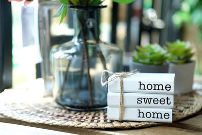 LIVDUCOT Farmhouse Mini White Decorative Books for Tiered Tray Decor - Wooden Book Stack Faux Books for Coffee Table Living Room Decoration - Small Shelf Decor Accent