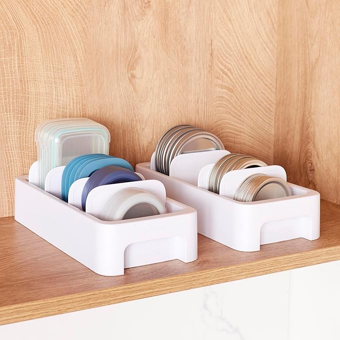 YouCopia StoraLid Bottle Lid Holder, Water Bottle Lid Storage for Kitchen, Speckled White