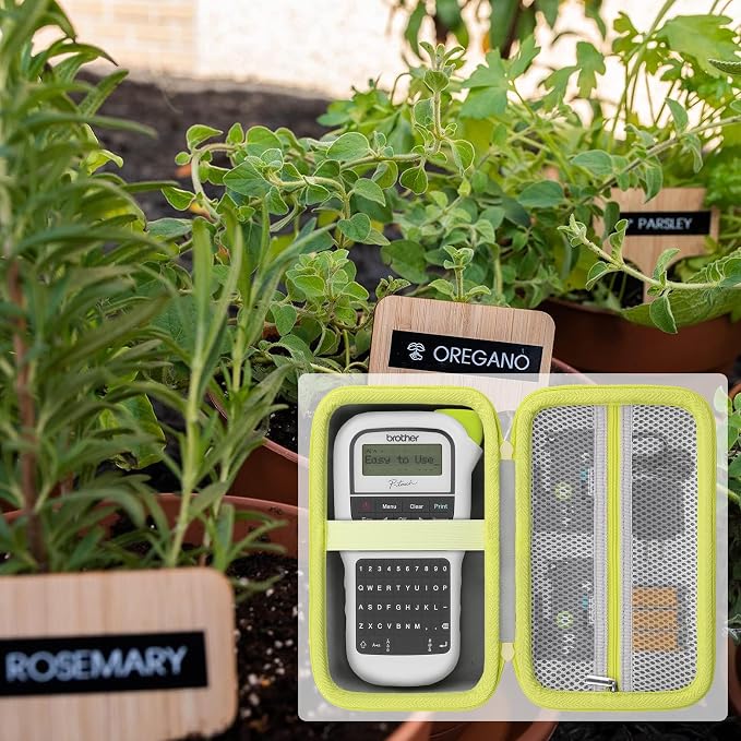 Label Printer Case Compatible with Brother P-Touch PTH110BP/PTH110/PTH111 Pro Label Maker(Gray Case,Green Zipper)