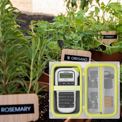Label Printer Case Compatible with Brother P-Touch PTH110BP/PTH110/PTH111 Pro Label Maker(Gray Case,Green Zipper)