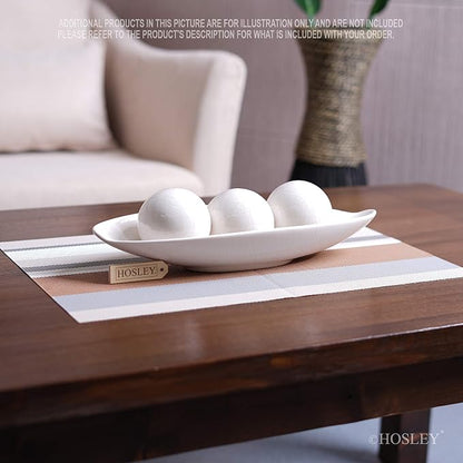 Hosley Decorative Bowl and Orb Set. Ideal GIFT for Weddings Special Occasions and for Decorative Centerpiece in Your Living Dining Room O3 (Crackle Ivory)
