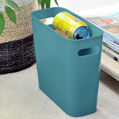 Youngever 1.5 Gallon Slim Trash Can, Plastic Garbage Container Bin, Small Trash Bin with Handles for Home Office, Living Room, Study Room, Kitchen, Bathroom (1 Pack Teal)