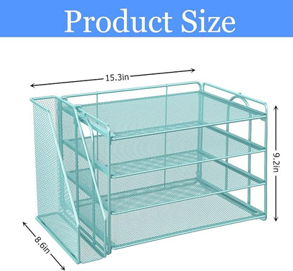 gianotter 4-Tier Paper Organizer With Magazine Holder, Desk Organizers and Accessories, Desk Accessories & Workspace Organizers, File Organizer for Office Supplies Storag (Blue, 4-Tier)