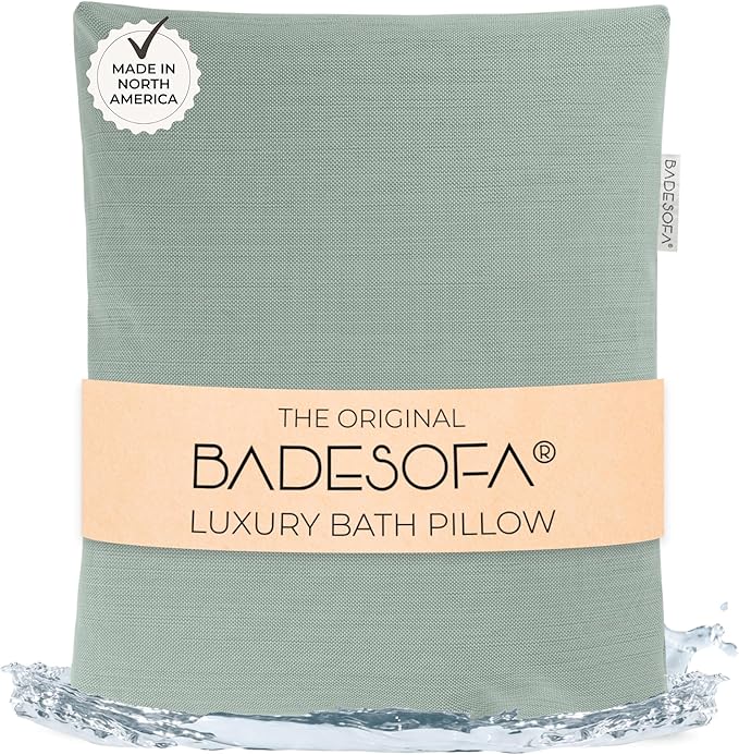 BADESOFA® Luxury Bathtub Pillow L - Large Bath Pillow for Therapeutic Neck and Back Support Quick-Drying - Washable Full Body Bath Tub Cushion - Luxury Spa Cushion in Green