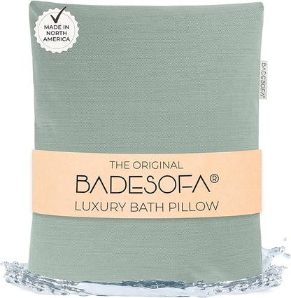 BADESOFA® Luxury Bathtub Pillow L - Large Bath Pillow for Therapeutic Neck and Back Support Quick-Drying - Washable Full Body Bath Tub Cushion - Luxury Spa Cushion in Green
