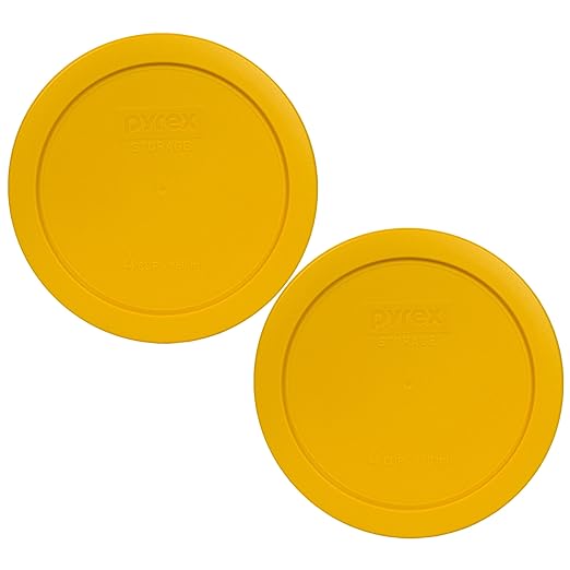Pyrex 7201-PC Round 4 Cup Storage Lid for Glass Bowls (2, Butter Yellow)