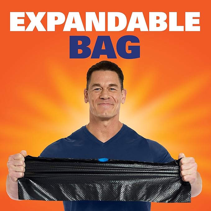 Hefty Ultra Strong 13 Gallon Trash Bags, Black Tall Kitchen Trash Bags 13 Gallon Size, Break Resistant Drawstring Enclosure, Continuous Odor Control, Blackout, Clean Burst Scent, 110 Bags