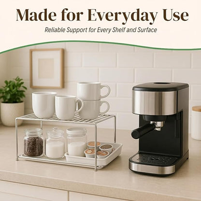 Evelots Kitchen Cabinet Wire Shelf Organizer/Rack - 4 Pack Sturdy Large Metal Shelf Risers - Double Your Counter Space - Great for Kitchen, Freezer, Pantry and Bathroom - Rustproof - Chrome